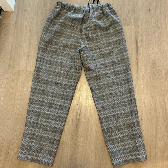 Aritzia Group Babaton Jimmy Grey Plaid Drawstring High Waisted Pants - Picture 3 of 5